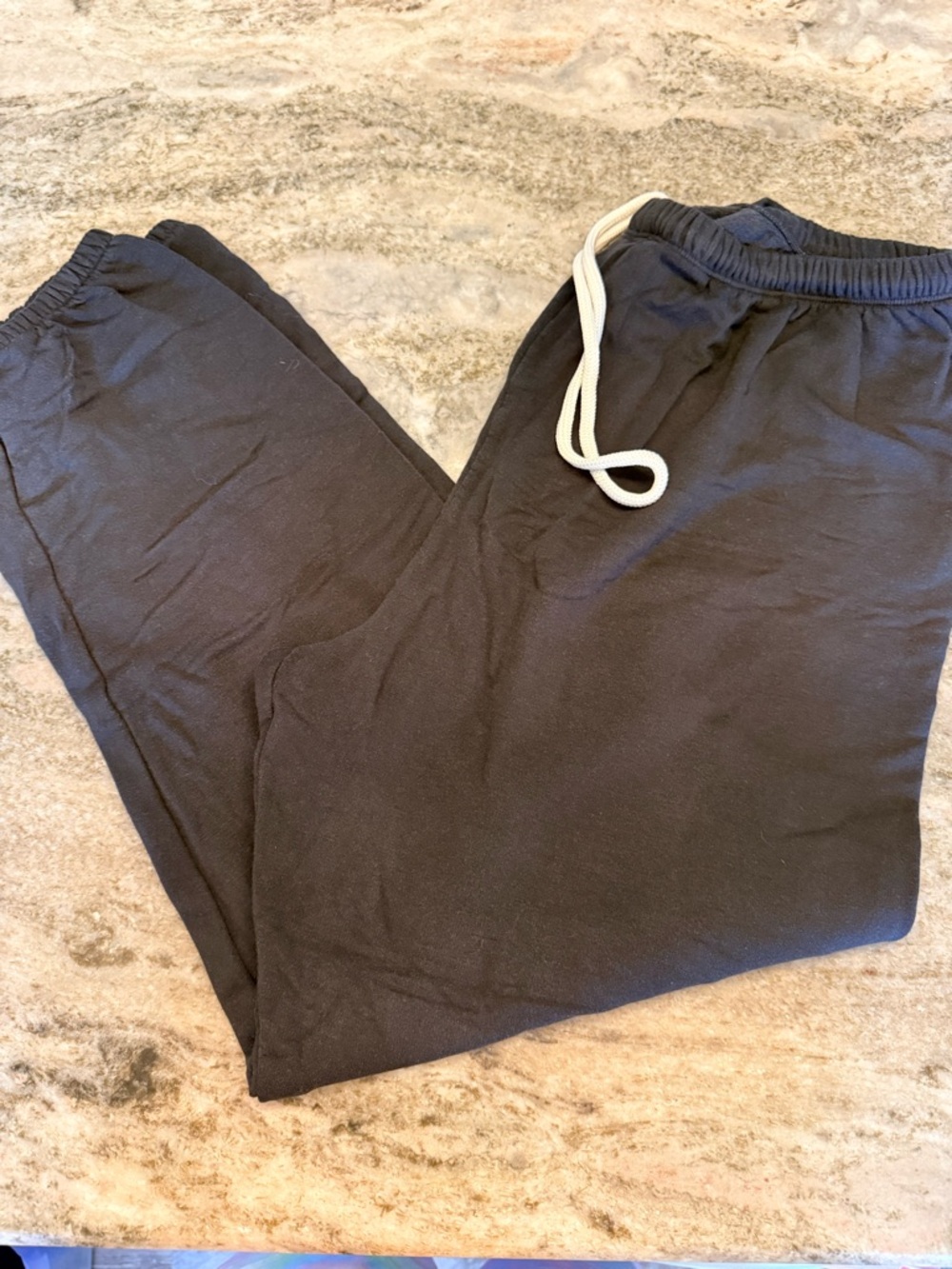 Aerie Black Drawstring Sweatpants with White Cord